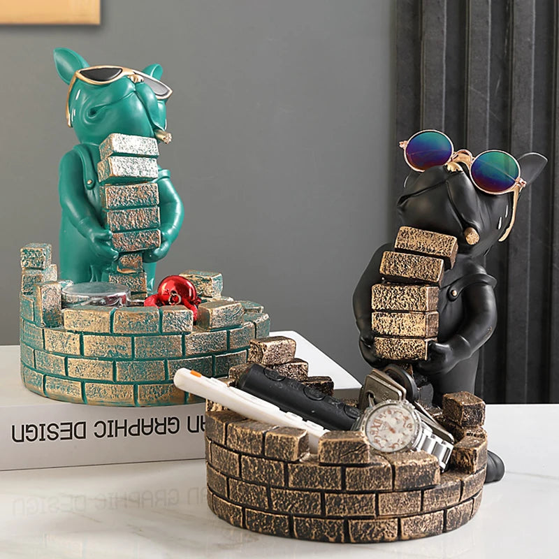 Vabena Dog Statue Storage Box - Resin Animal Figurine Home Decor