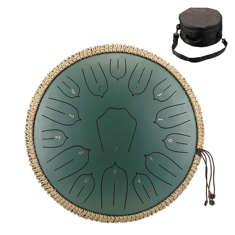 Hluru 13-inch Steel Tongue Drum - 15 Notes D Tone Glucophone Ethereal Percussion