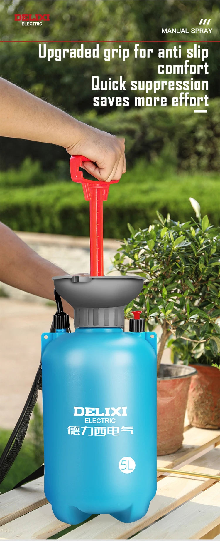 DELIXI ELECTRIC 3/5/8L Garden Sprayer - Multi-Purpose Pressure Pump for Lawn & Garden
