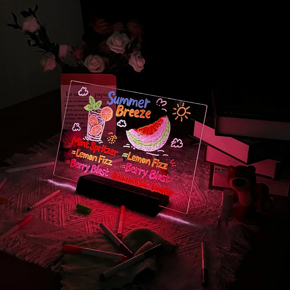 LED Note Board & Night Light | RGB Erasable Drawing Board for Kids