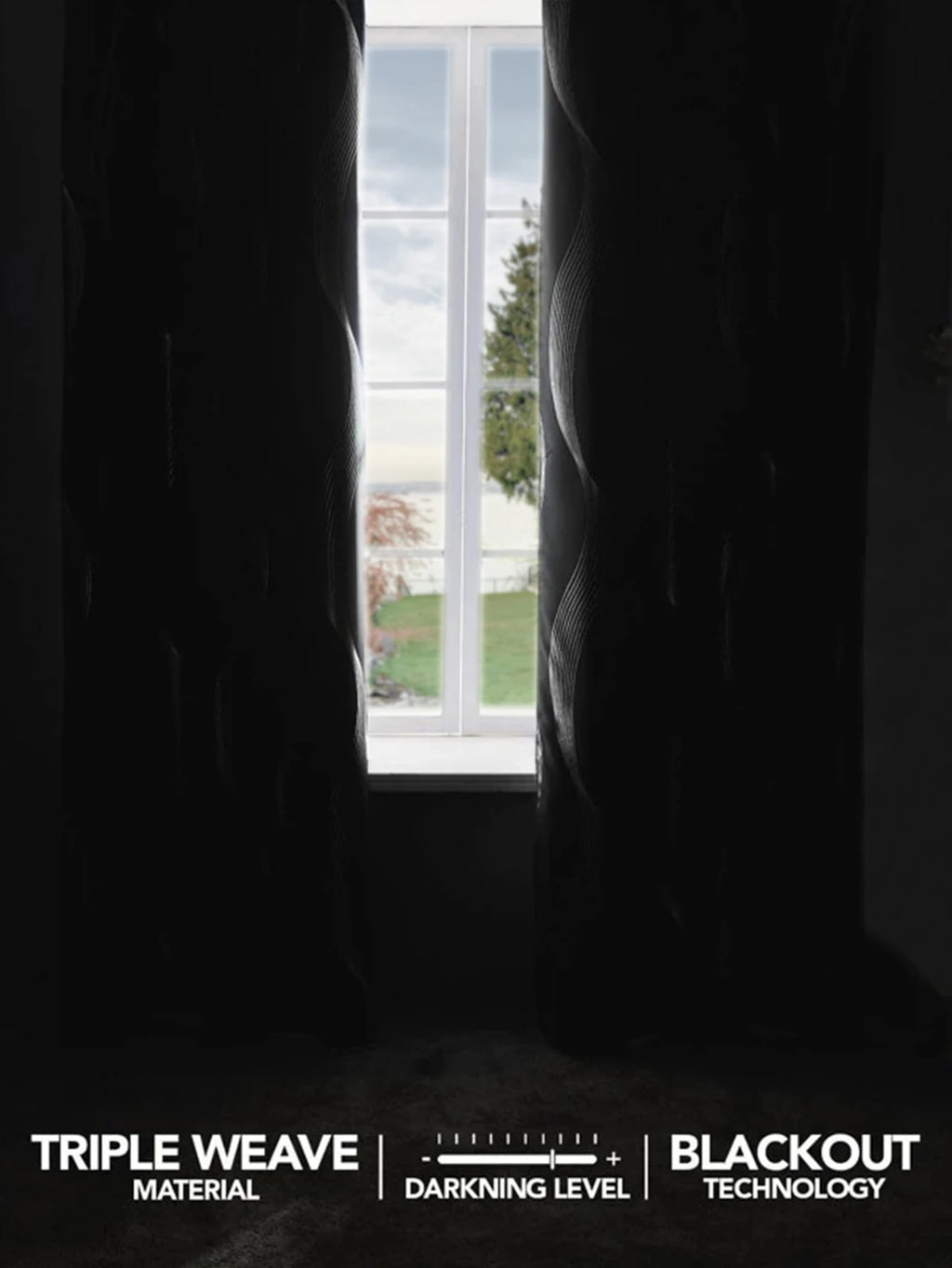High Precision Silver Embossed Wave Blackout Curtain - Light & Heat Control