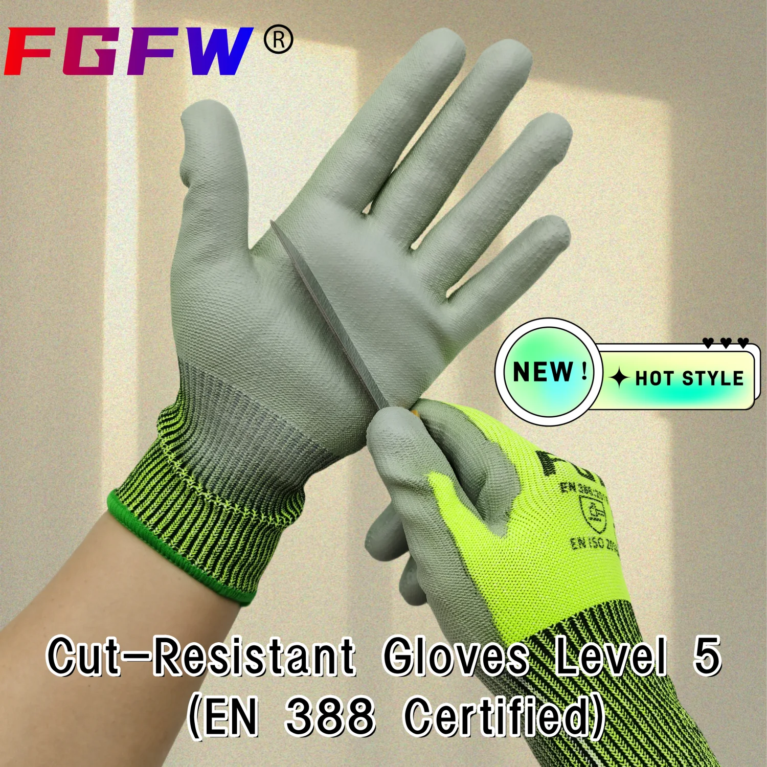 10 Pairs Military-Grade Level C Cut Resistant Gloves EN388 Certified for Industrial Use