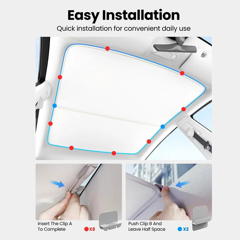 Tesla Model 3 Highland 2026 & Model Y Sunroof Sunshades | Ice Cloth Heat Blocker
