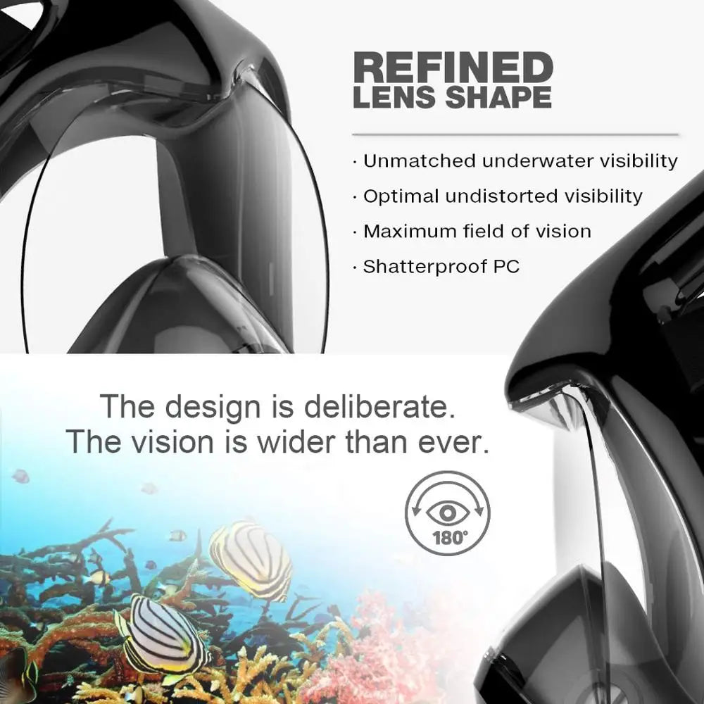 Vabena Full Face Diving Mask - Anti-Fog Snorkel Gear for Adults & Kids