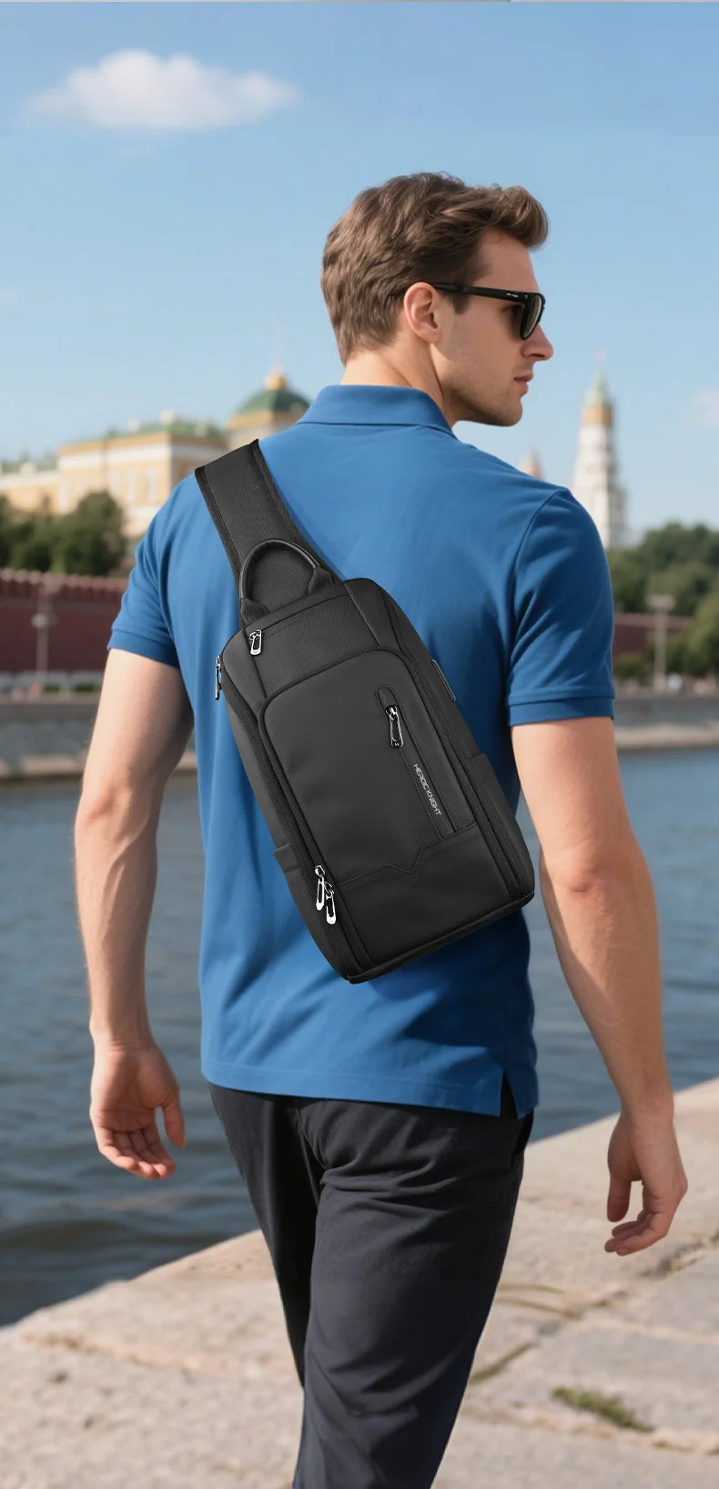 HK Anti-theft Men's Crossbody Bag | Waterproof USB Charging Sling Satchel