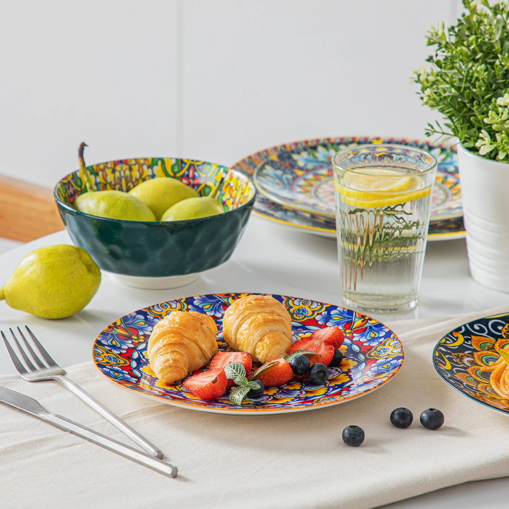 vancasso Bohemian Stoneware Dinnerware Set for 6 - Rustic Tableware
