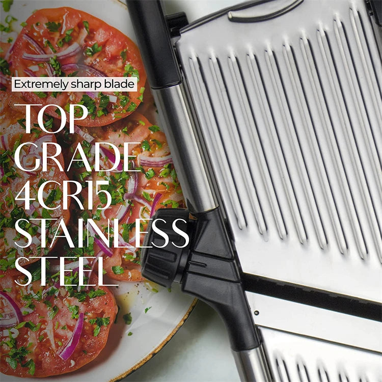 LMETJMA Adjustable Mandoline Slicer - Stainless Steel Vegetable Chopper & Cutter
