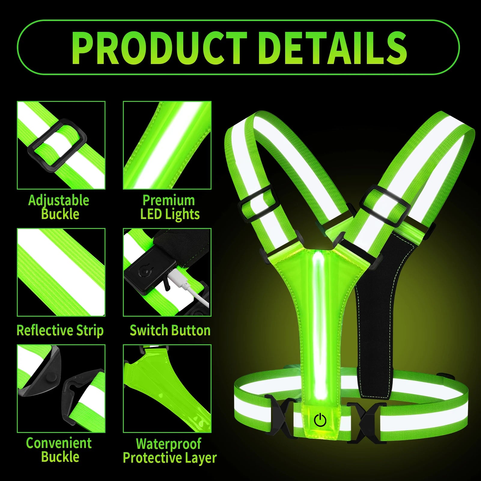 Enhanced Visibility Reflective Safety Vest - Adjustable for Running & Cycling