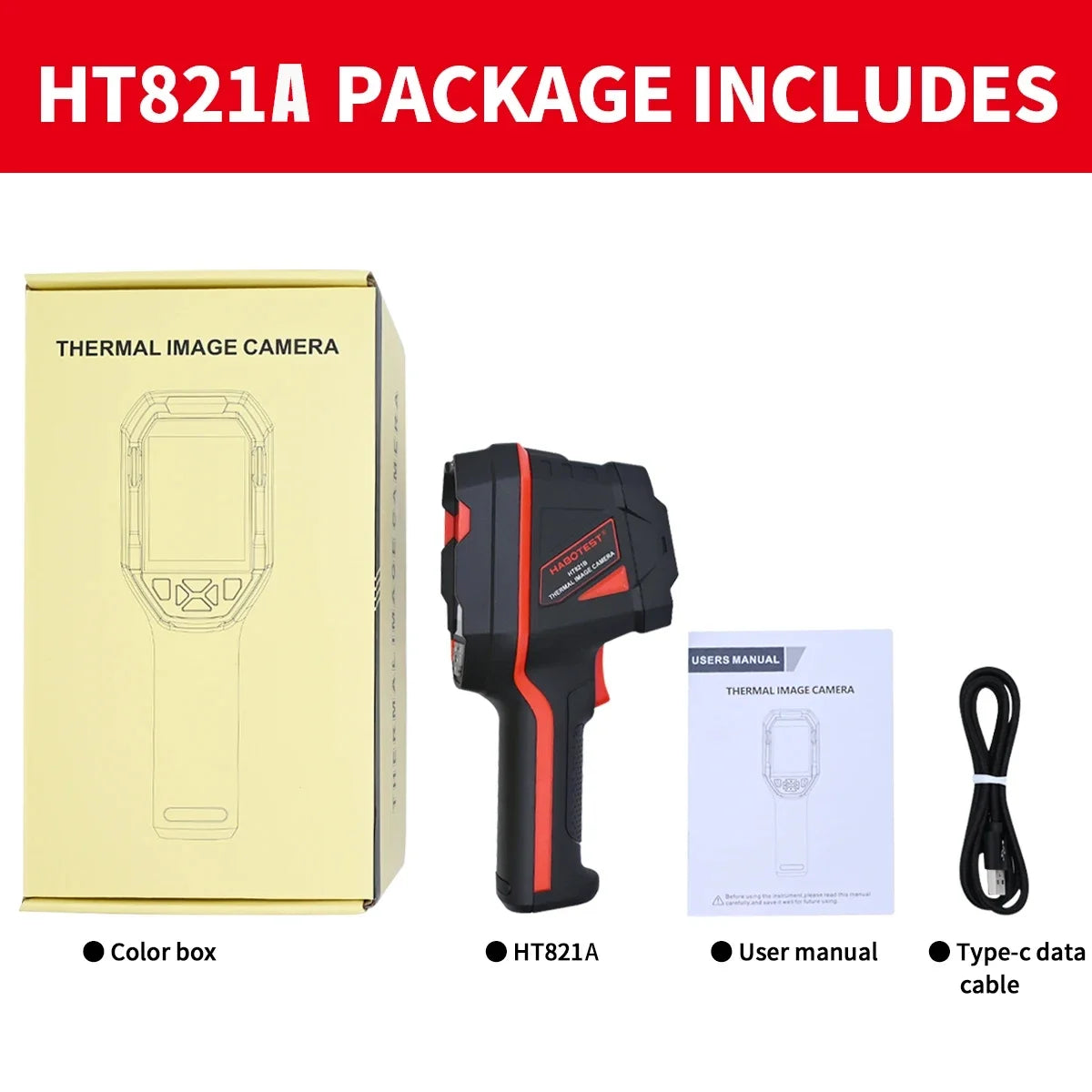 HABOTEST HT821A Rugged Rechargeable Thermal Camera | Wide Range Imaging