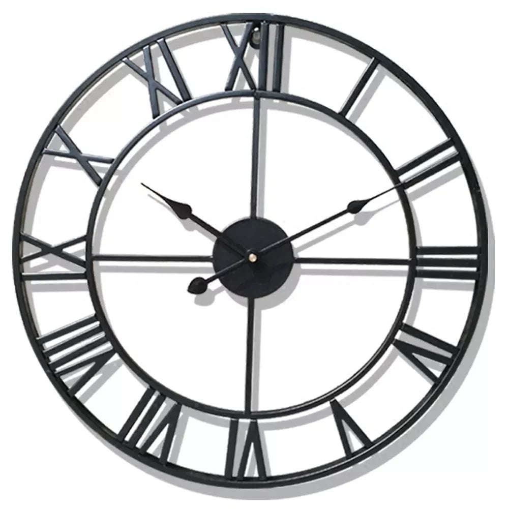 Modern 3D Large Wall Clock - Retro Roman Numerals, Silent Nordic Design for Living Room Decor