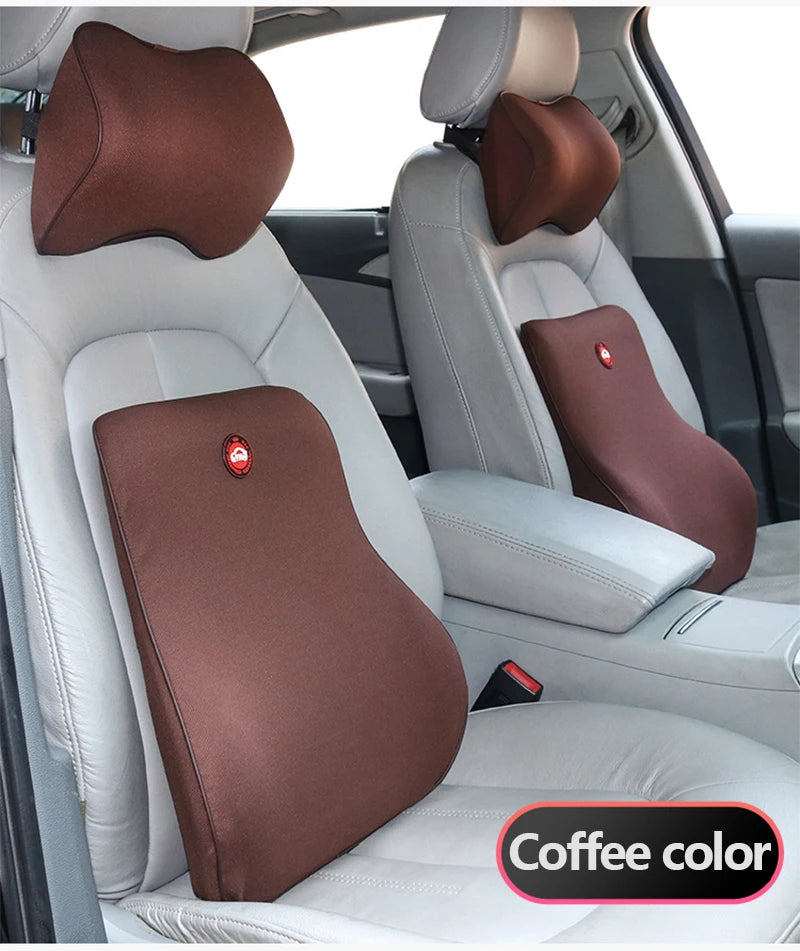 Memory Foam Car Seat Pillow Set - Neck, Lumbar & Headrest Support