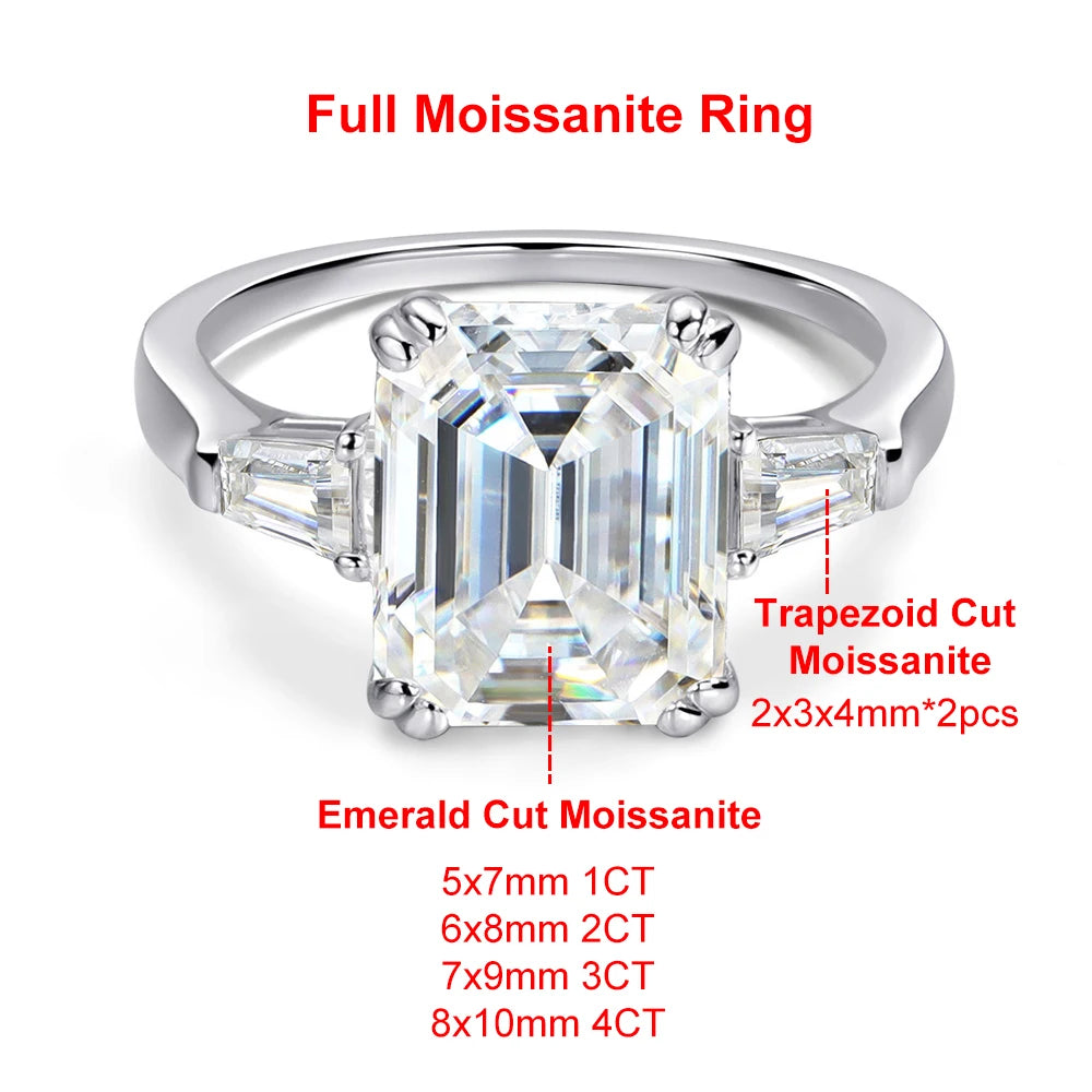 Vabena Emerald Cut Moissanite Engagement Ring - Dazzling Brilliance