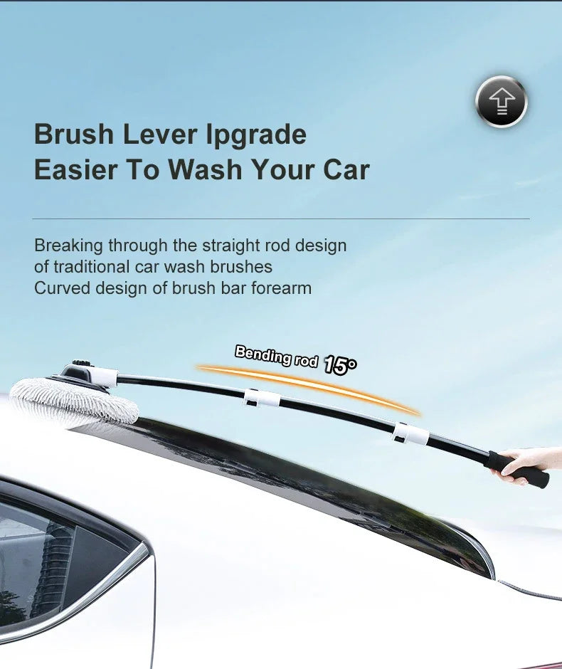 Car Wash Brush with Telescoping Handle & Chenille Mop for Auto & Window Cleaning