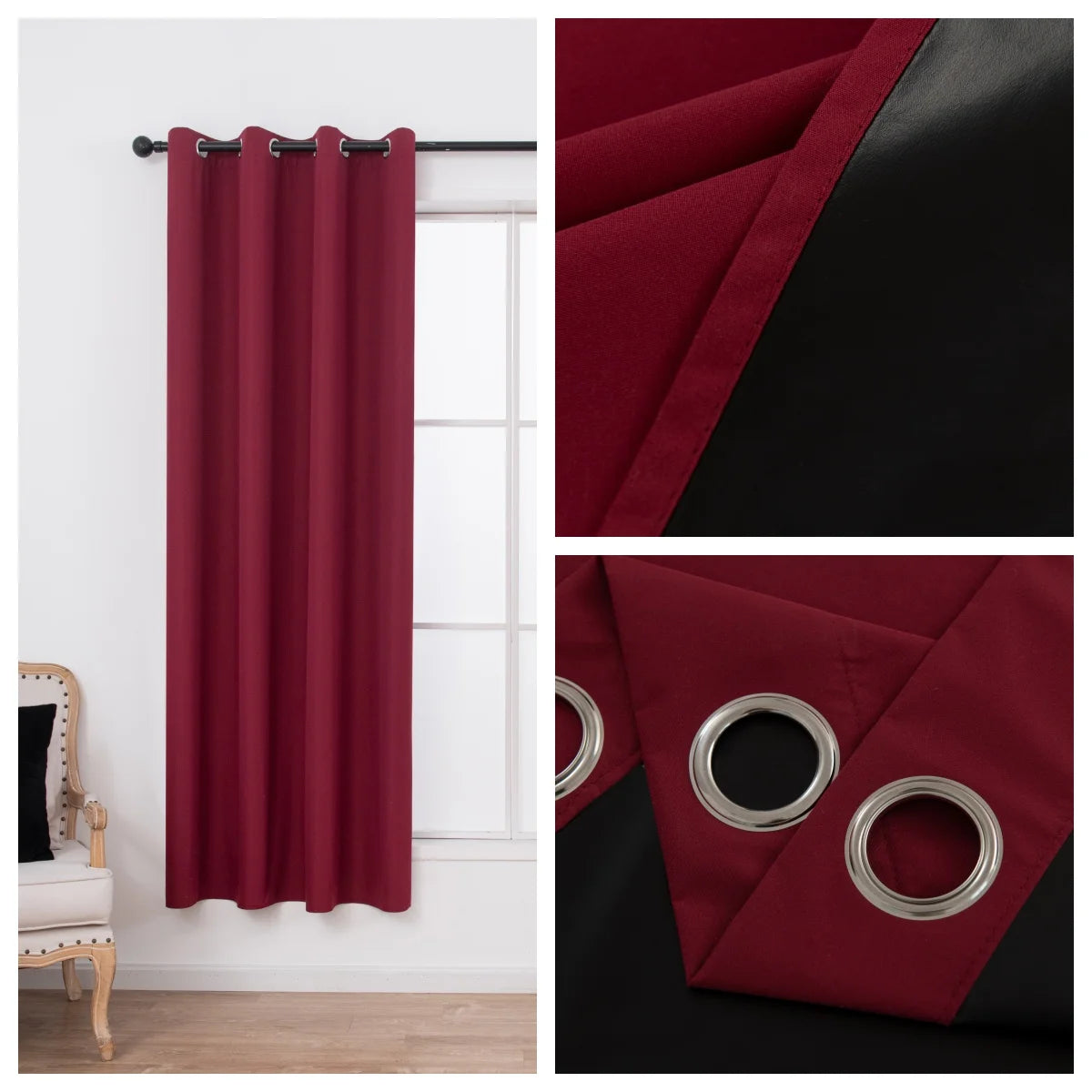 1panel Solid 100% Blackout Curtains with Grommets - Total Privacy Drapes