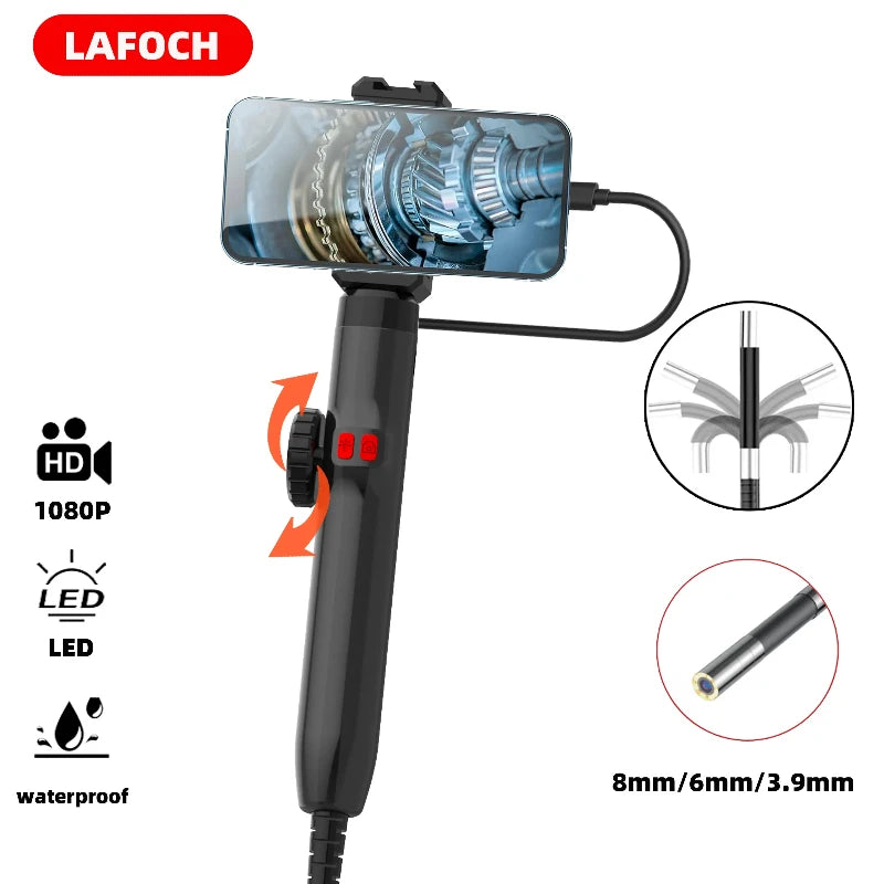 360° Articulating Borescope Endoscope Camera with Light for Android/iOS
