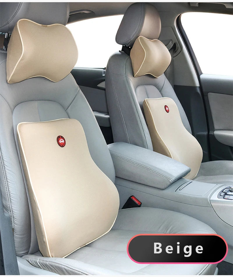 Memory Foam Car Seat Pillow Set - Neck, Lumbar & Headrest Support