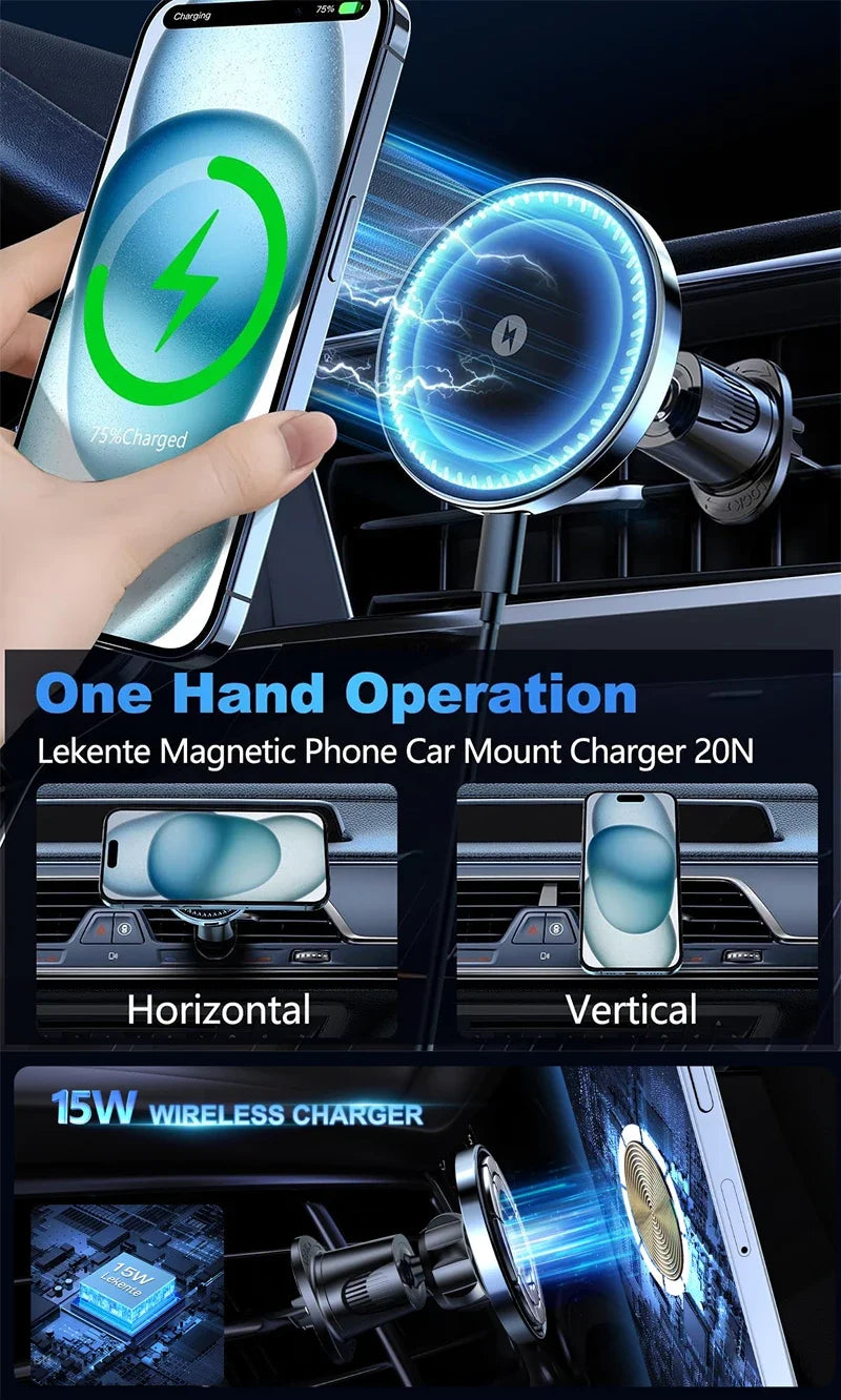 UYUXIO Strong Magnetic Wireless Car Charger Mount