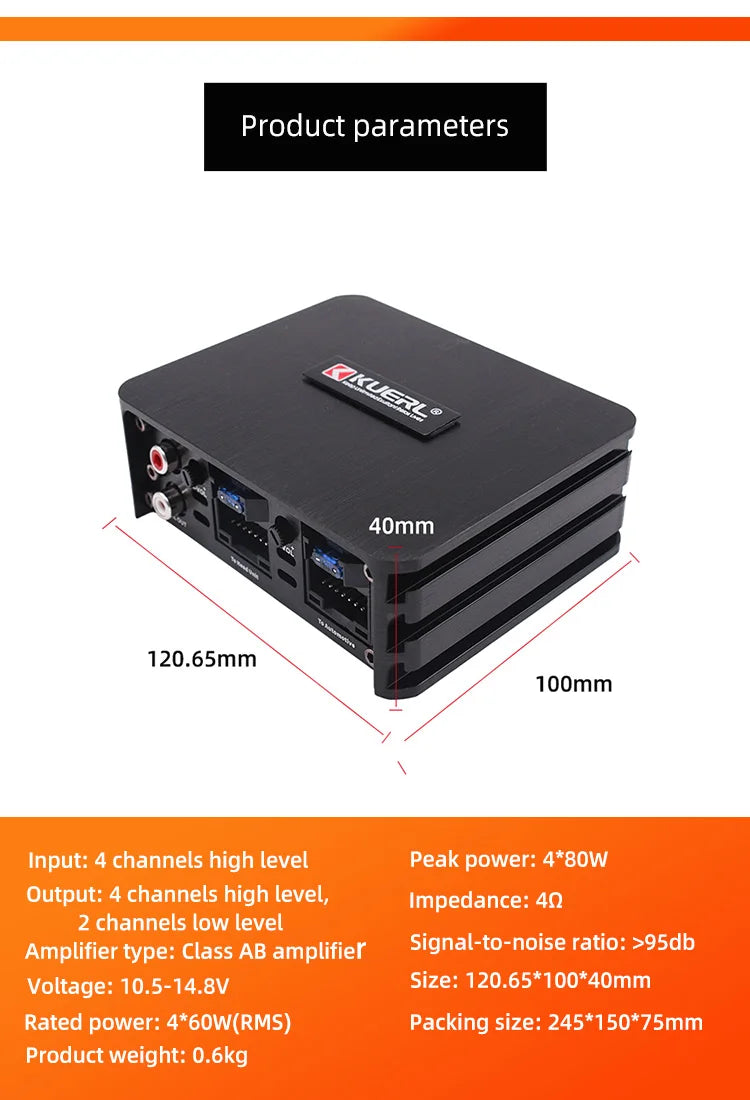 Car Power Amplifier 4*60W DSP | Lossless Audio for Android Large Screens