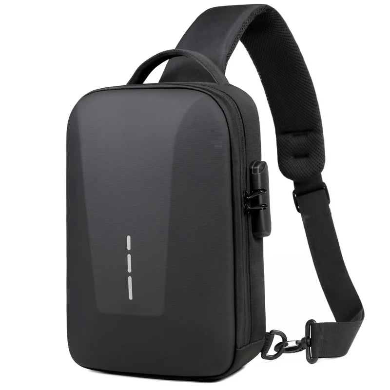 Men's Anti-theft Crossbody Bag with USB Charging Port & Combination Lock for Business & Travel