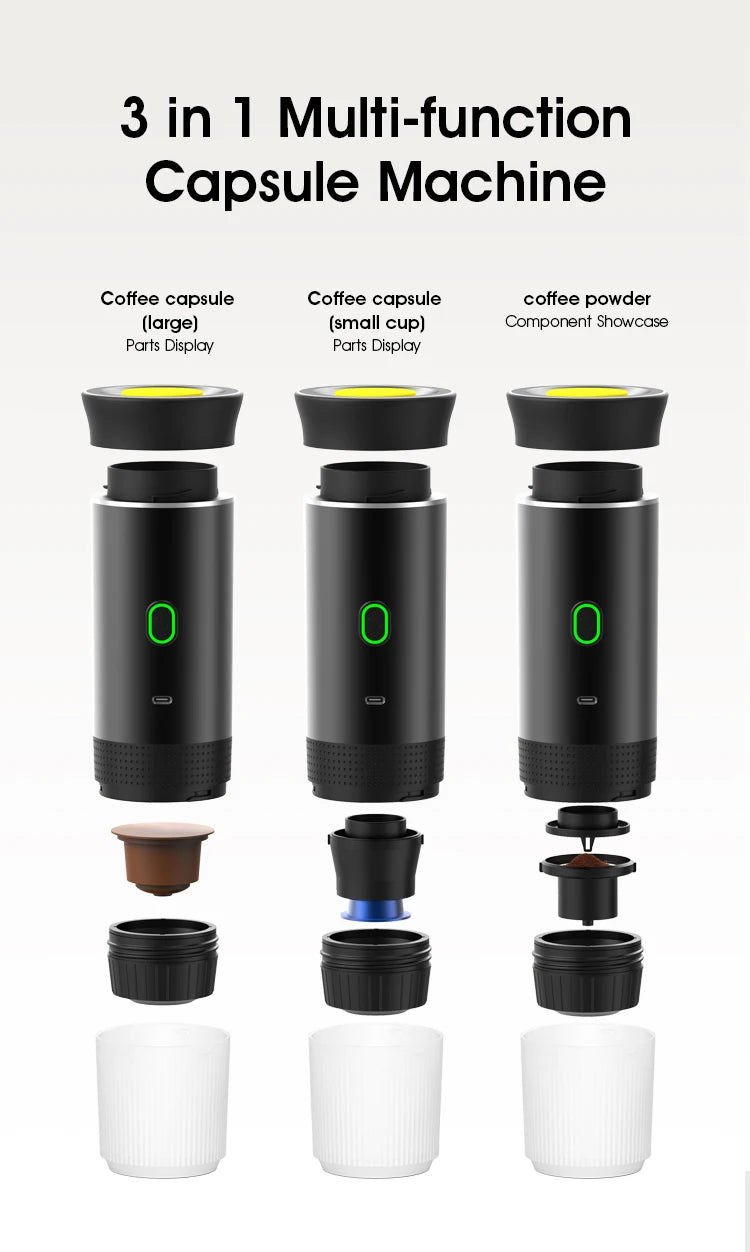 DENOKIN Wireless Portable Espresso Machine for Car - On-the-Go Coffee Maker