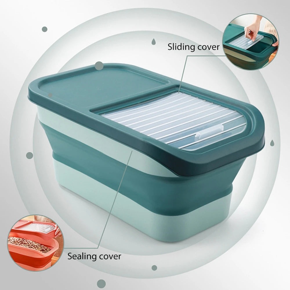 Airtight Collapsible Pet Food Storage Container - 13/33LB Dry Dog Cat Food Box