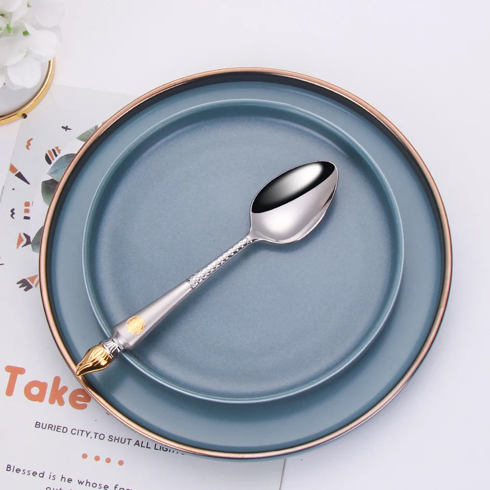Vabena 4 Pcs Luxury Vintage Stainless Steel Flatware Set