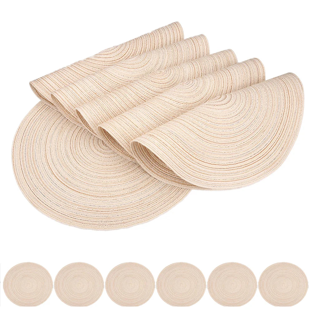 Elegant Round Braided Washable Placemats - Set of 6