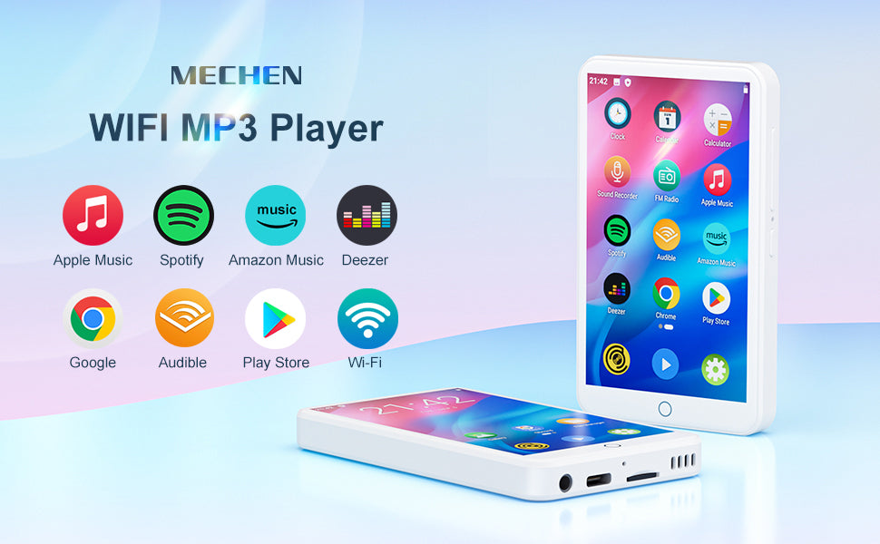 MECHEN Android 9.0 MP3/MP4 Player | Bluetooth, WiFi, Spotify | 512GB Storage - White