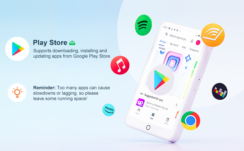 MECHEN Android 9.0 MP3/MP4 Player | Bluetooth, WiFi, Spotify | 512GB Storage - White
